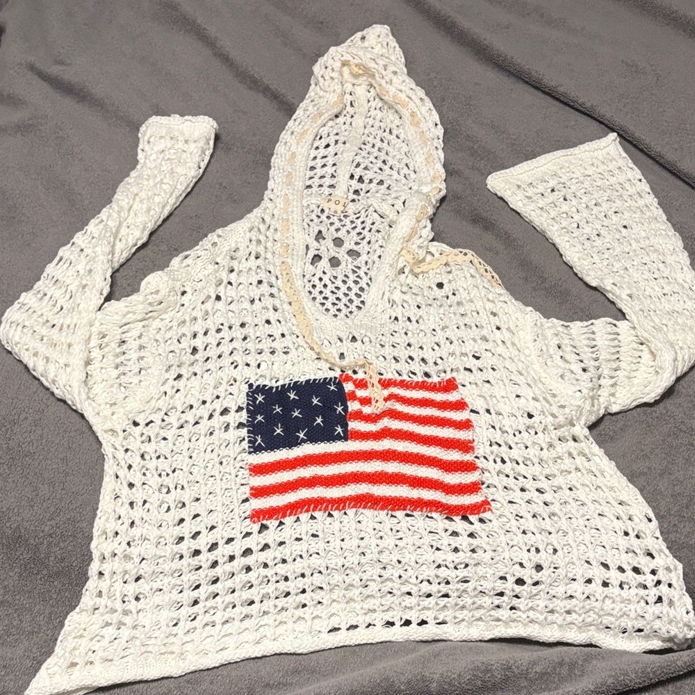 Crochet American Flag Hoodie